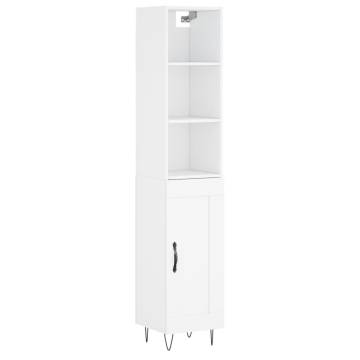 Stylish Highboard White 34.5x34x180 cm - Hipomarket UK