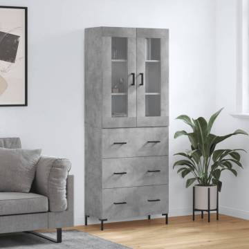 Stylish Highboard Concrete Grey - 69.5x34x180 cm | HipoMarket UK