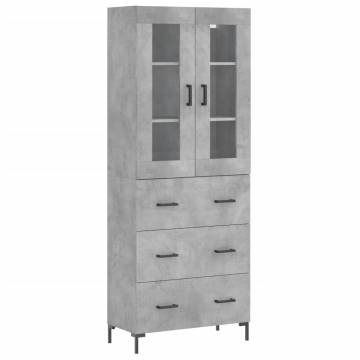 Stylish Highboard Concrete Grey - 69.5x34x180 cm | HipoMarket UK