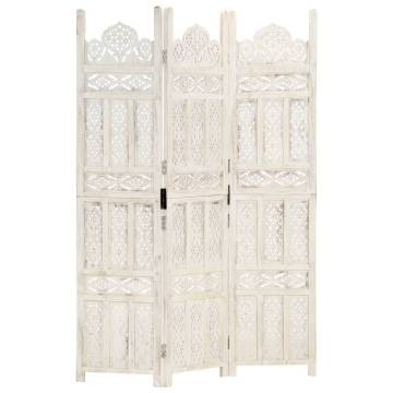 Hand Carved 3-Panel Room Divider - Solid Mango Wood