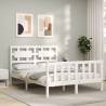 Bed Frame with Headboard White 140x190 cm Solid Wood Colour white Size 140 x 190 cm 