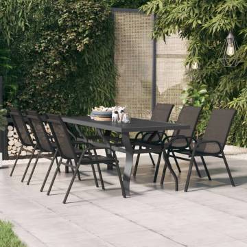 Stylish Grey & Black Garden Table | 180x80x70 cm Steel & Glass