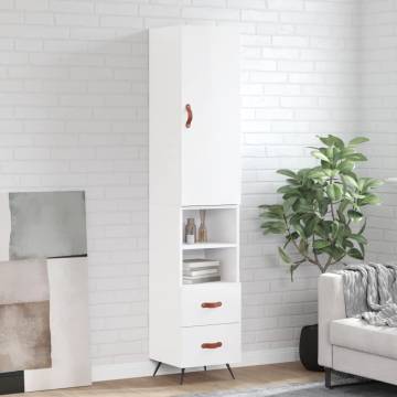 Stylish Highboard High Gloss White - Durable Engineered Wood