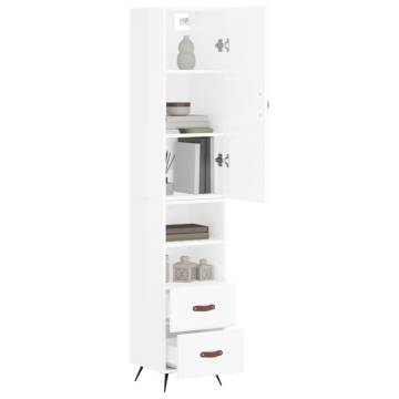 Stylish Highboard High Gloss White - Durable Engineered Wood