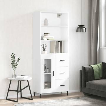 Stylish Highboard White 69.5x34x180 cm | Hipomarket