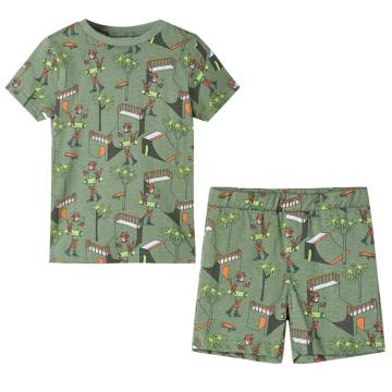 Light Khaki Kids' Pyjamas 104 - Short Sleeves & Tiger Print