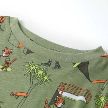 Light Khaki Kids' Pyjamas 104 - Short Sleeves & Tiger Print