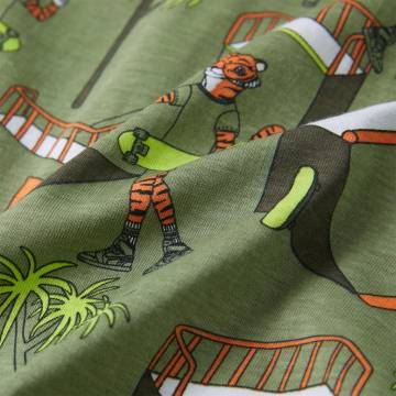 Light Khaki Kids' Pyjamas 104 - Short Sleeves & Tiger Print