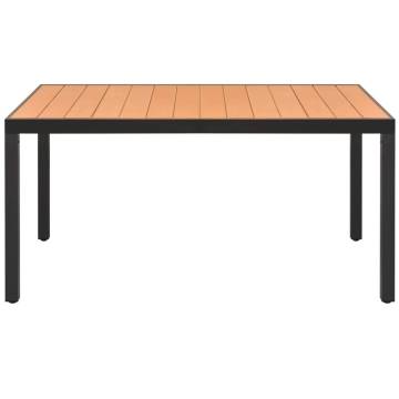 Brown Garden Table 150x90 cm - Durable Aluminium & WPC