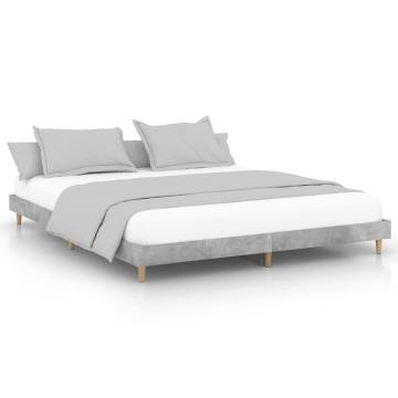 Concrete Grey Bed Frame 200x200 cm | Durable Engineered Wood