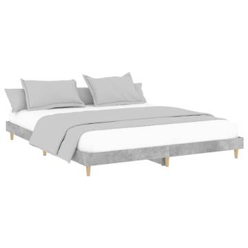 Concrete Grey Bed Frame 200x200 cm | Durable Engineered Wood