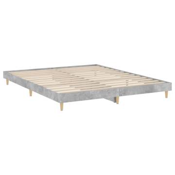 Concrete Grey Bed Frame 200x200 cm | Durable Engineered Wood