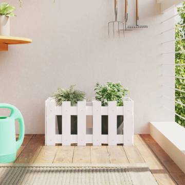 Garden Planter with Fence Design - Solid Pine Wood 60x30x30 cm