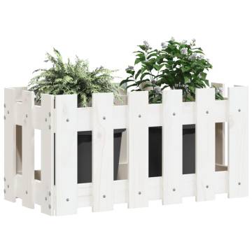 Garden Planter with Fence Design - Solid Pine Wood 60x30x30 cm