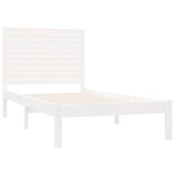 White Solid Wood Bed Frame 100x200 cm - Stylish & Sturdy