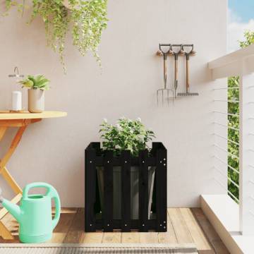 Garden Planter with Fence Design - Solid Wood Pine - 50x50x50 cm