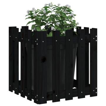 Garden Planter with Fence Design - Solid Wood Pine - 50x50x50 cm