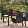 Garden Table with Glass Top Black 150x90x75 cm Poly Rattan Colour black Size 150 x 90 x 75 cm Quantity in Package 1 Material glass top 