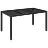 Stylish Black Garden Table with Glass Top - 150x90 cm