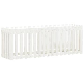 Garden Raised Bed with Fence Design - White Pine 200x50x70 cm