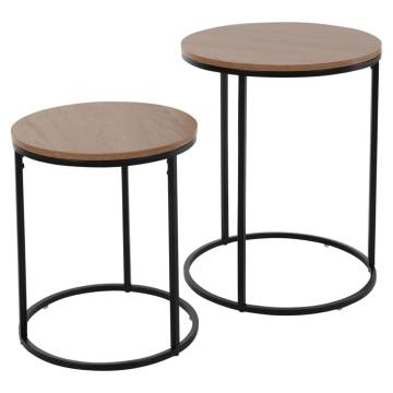 H&S Collection 2 Piece Side Table Set - Natural & Black