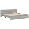 Stylish Grey Sonoma Bed Frame with LED - 200x200 cm