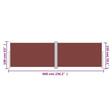 Retractable Side Awning Brown 160x600 cm for Garden Patio