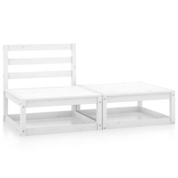 2 Piece Garden Lounge Set in White Solid Pinewood | Hipomarket