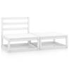 2 Piece Garden Lounge Set in White Solid Pinewood | Hipomarket