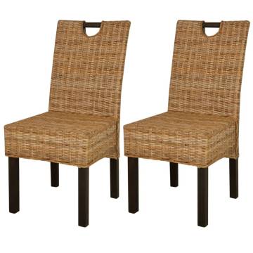 Kubu Rattan Dining Chair Set - 2 pcs Mango Wood | Hipomarket