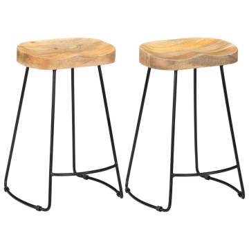 Gavin Bar Stools 2 pcs - Solid Mango Wood | Hipomarket