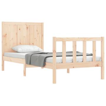 Solid Wood Bed Frame with Headboard 90x200 cm - HipoMarket