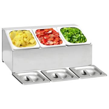 Stainless Steel Gastronorm Container Holder with 3 GN 1/6 Pans