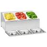 Gastronorm Container Holder with 3 GN 1/6 Pan Stainless Steel Size 22.5 x 49.7 x 21.5 cm 