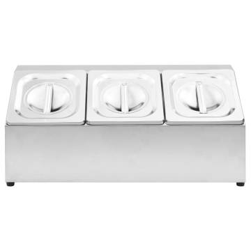 Stainless Steel Gastronorm Container Holder with 3 GN 1/6 Pans