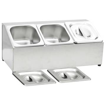 Stainless Steel Gastronorm Container Holder with 3 GN 1/6 Pans