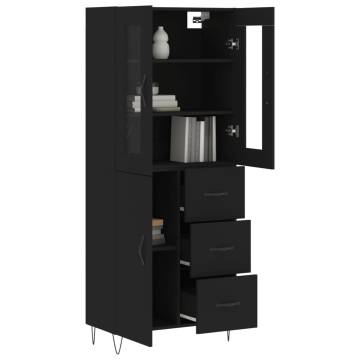 Highboard Black 69.5x34x180 cm - Elegant Engineered Wood Storage