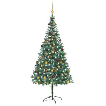 Artificial Pre-lit Christmas Tree with Ball Set & Pinecones 210 cm