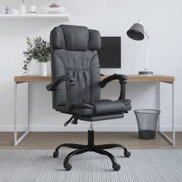 Reclining Office Chair - Black Faux Leather - Hipomarket UK