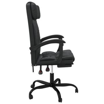 Reclining Office Chair - Black Faux Leather - Hipomarket UK