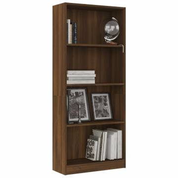 4-Tier Brown Oak Book Cabinet - Stylish Storage Solution