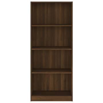 4-Tier Brown Oak Book Cabinet - Stylish Storage Solution