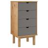 OTTA Brown & Grey Drawer Cabinet - Solid Pine Wood 45x39x90cm