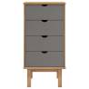 OTTA Brown & Grey Drawer Cabinet - Solid Pine Wood 45x39x90cm