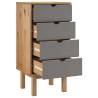 OTTA Brown & Grey Drawer Cabinet - Solid Pine Wood 45x39x90cm