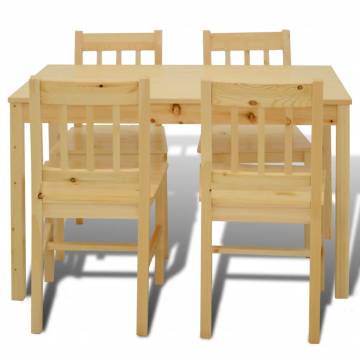 5-Piece Natural Pine Wood Dining Set | Elegance & Durability