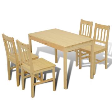 5-Piece Natural Pine Wood Dining Set | Elegance & Durability