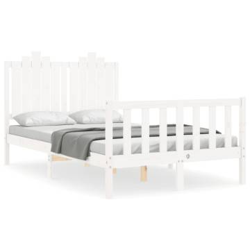 White Bed Frame with Headboard 120x200 cm | Solid Wood