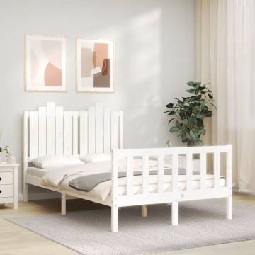 White Bed Frame with Headboard 120x200 cm | Solid Wood