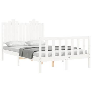 White Bed Frame with Headboard 120x200 cm | Solid Wood